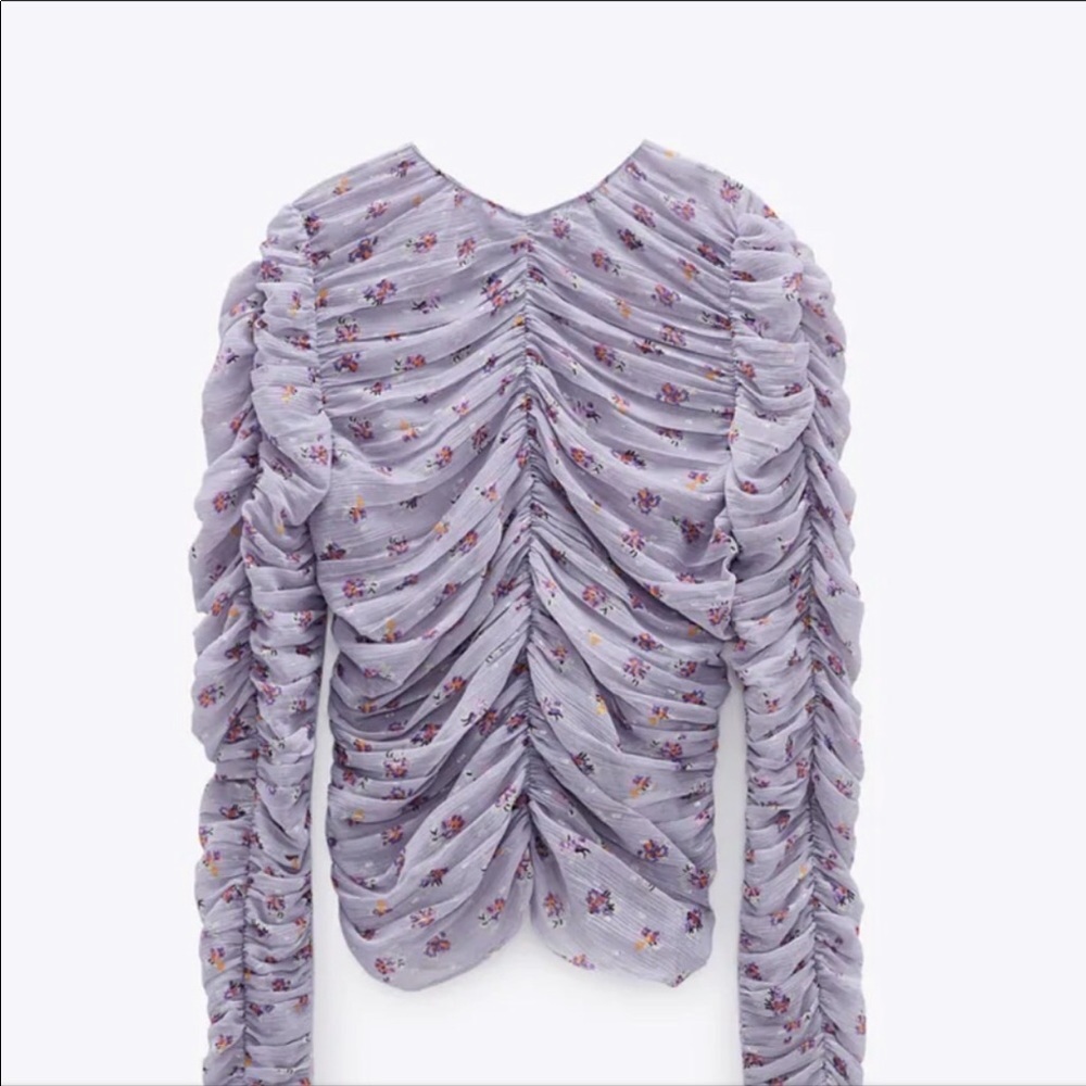 NWT Zara Printed Ruched Blouse